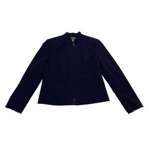 Worthington Works Blazer Womens Size 12 Navy Office Classic Full Zip Sport Coat